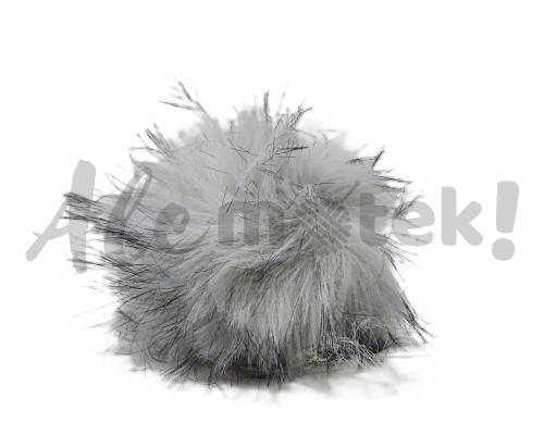 Pompon futrzany 10 cm - popielaty z czarnym