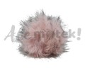 Pompon futrzany 10 cm - jasny różowy z czarnym 