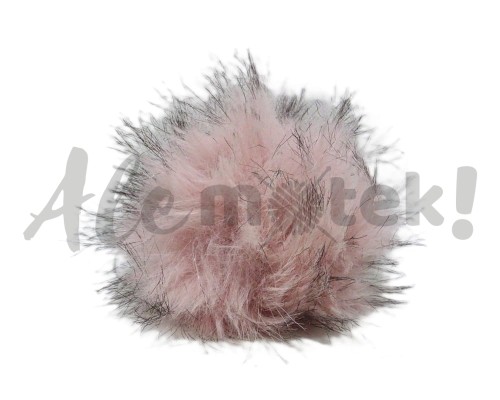 Pompon futrzany 10 cm - jasny różowy z czarnym 