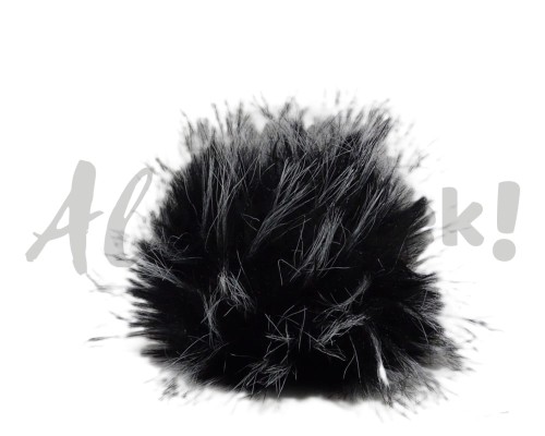 Pompon futrzany 10 cm - czarny z białym