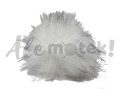 Pompon futrzany 10 cm - biały z czarnym 