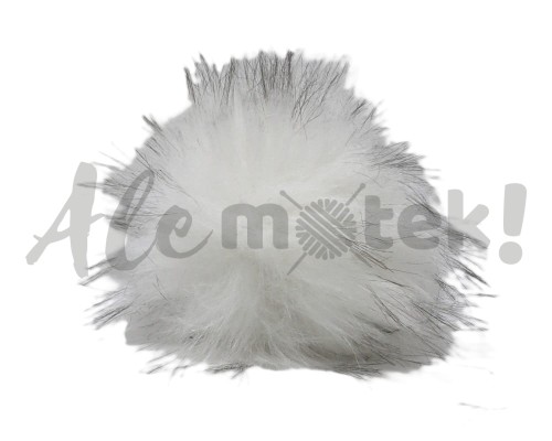 Pompon futrzany 10 cm - biały z czarnym 