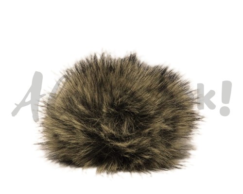 Pompon futrzany 10 cm - nakrapiany beż z czarnym 