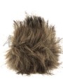 Pompon futrzany 10 cm - ciemny beż z czarnym 