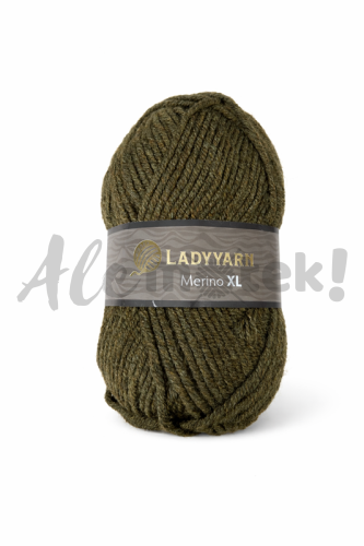 Włóczka LadyYarn MerinoXL 009 zieleń wojskowa 25%wełna75% akryl 100 m100 gr
