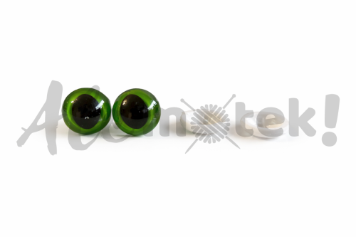 Oko Bezpieczne Kocie 15mm zielone do zabawek 1 para