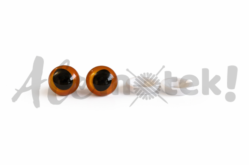 Oko Bezpieczne Kocie 15mm jasny brąz do zabawek 1 para
