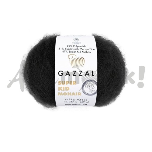 Gazzal Super Kid Mohair 64409 czarny (25gr/237m)