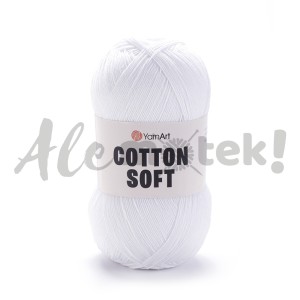 YarnArt Cotton Soft 62 biel śnieżna 100gr 600m 55% bawełna 45% akryl  