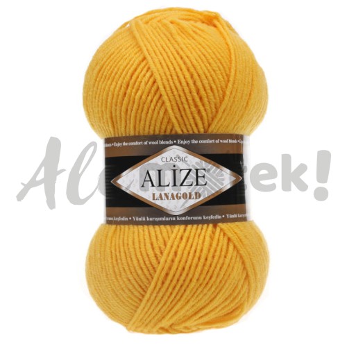 Włóczka Alize Lanagold 216 żółty 51% Akryl 49% Wełna 240 metrów 100 gr