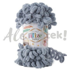 Włóczka Alize Puffy 428 szary pętelkowa rękodzieła (100gr/9mt)