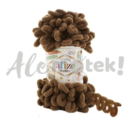 Włóczka Alize Puffy 321- brązowy pętelkowa rękodzieła (100gr/9mt)