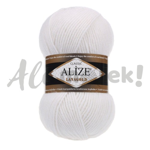 Włóczka Alize Lanagold 55 biały 51% Akryl 49% Wełna 240 metrów 100 gr -