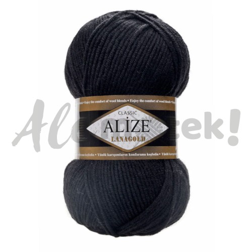 Włóczka Alize Lanagold 60 czarny 51% Akryl 49% Wełna 240 metrów 100 gr