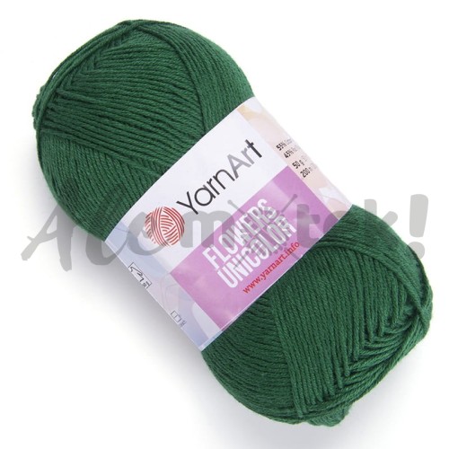 YarnArt Flowers Unicolor 758 zielona sosna