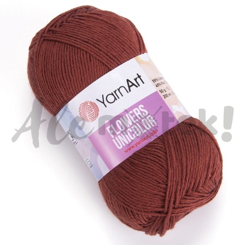YarnArt Flowers Unicolor 764 mahoniowy brąz