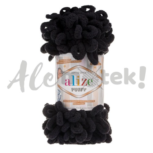 Alize Puffy 60 - czarny pętelkowa rękodzieła (100gr/9mt)