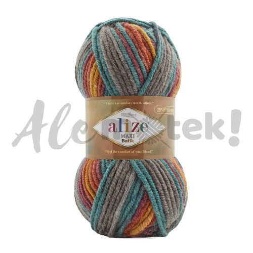 Włóczka Alize Superlana Maxi Batik 7830 100 m 100 g 25% wełna 75% akryl