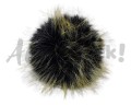 Pompon futrzany 10 cm - czarny podpalany beżem