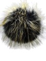 Pompon futrzany 10 cm - czarny podpalany beżem