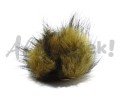 Pompon futrzany 10 cm - musztardowy z czarnym 